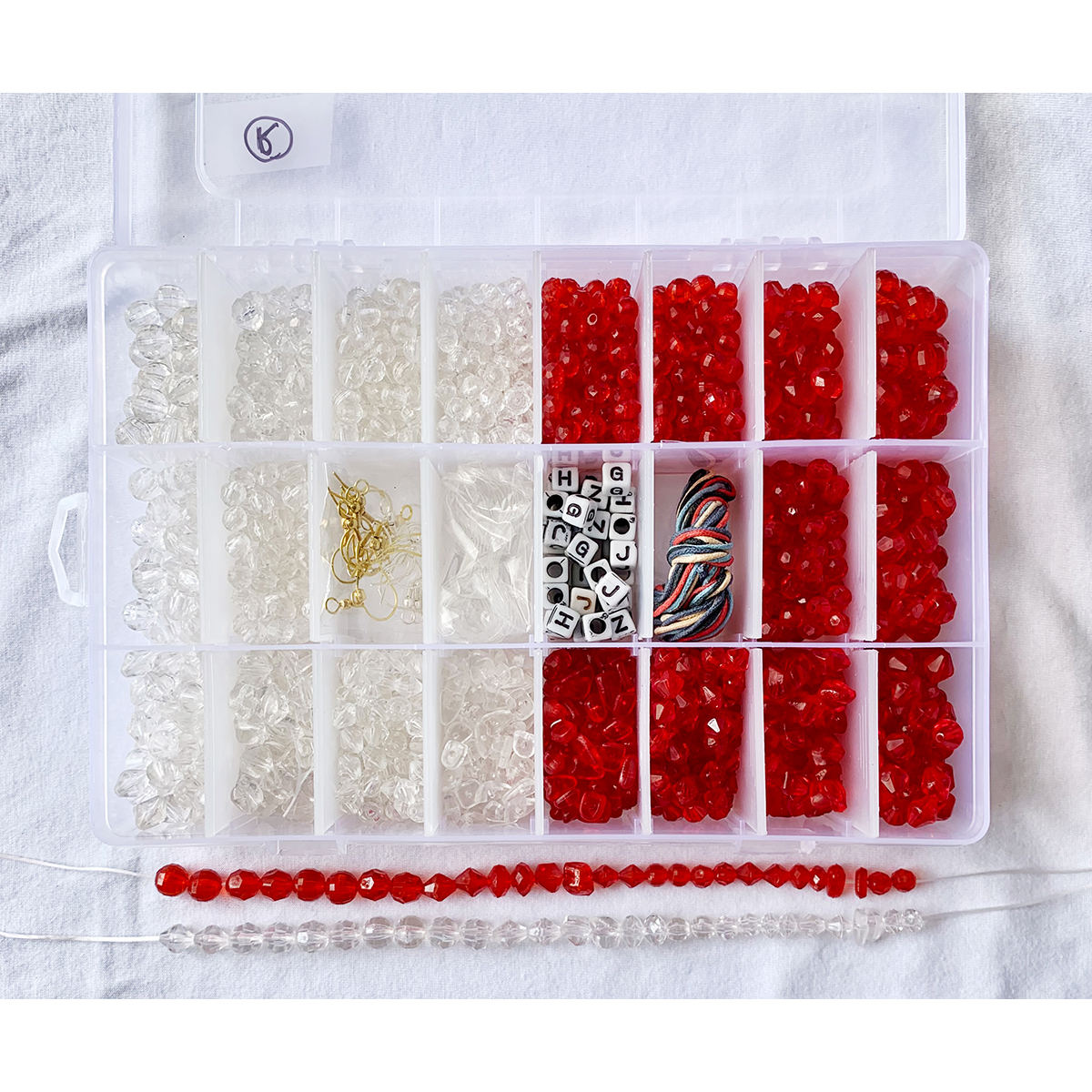Item R  6mm and 8mm Acrylic faceted Beads for DIY and Jewelry Kit 24 compartment Set