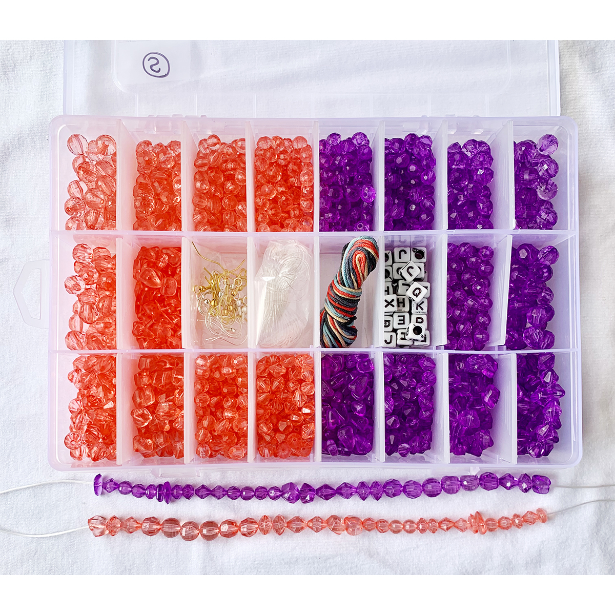 Item S  6mm and 8mm Acrylic faceted Beads for DIY and Jewelry Kit 24 compartment Set