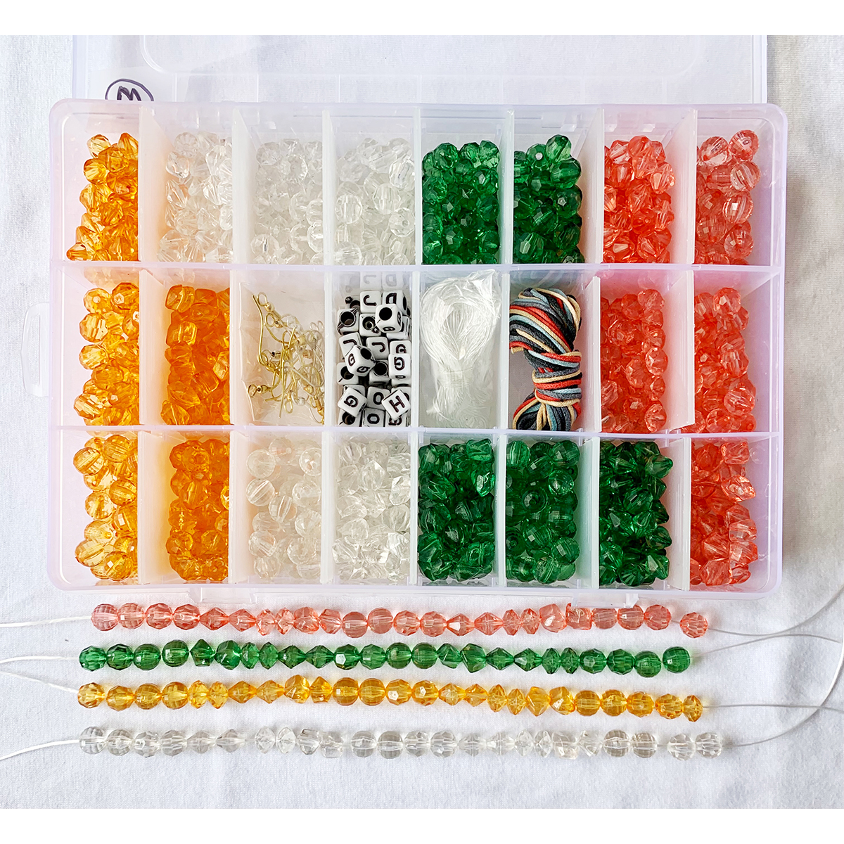 Item W  8mm Acrylic faceted Beads for DIY and Jewelry Kit  24 compartment Set