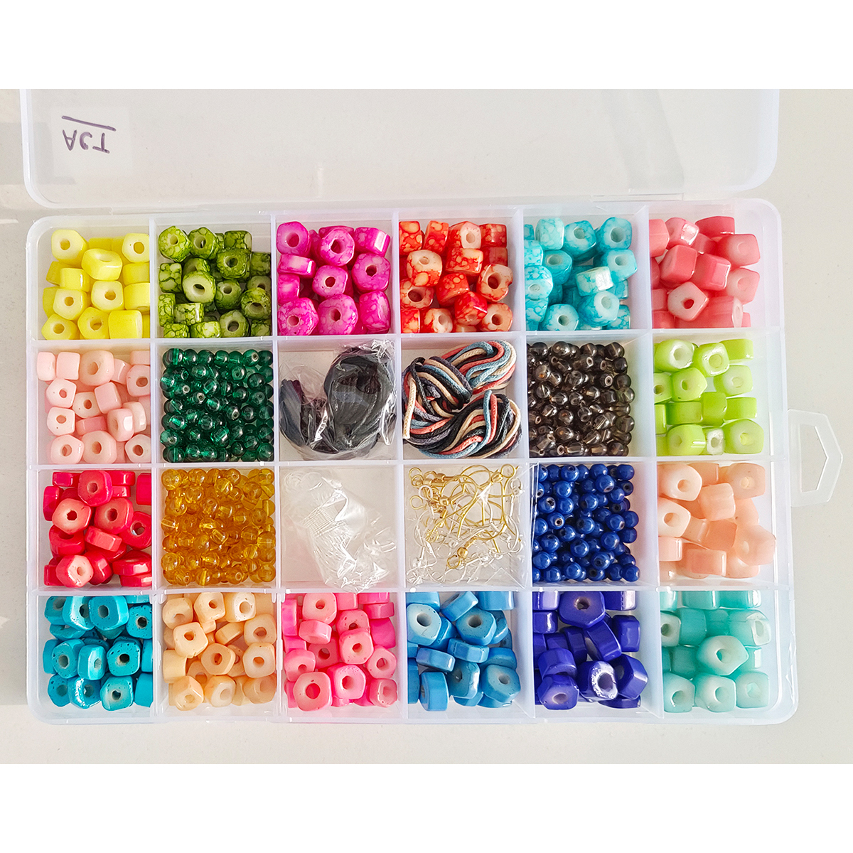 Item ACT  Hexagon shaped colored Glass Beads "DIY and Jewelry Kit"  24 compartment Set
