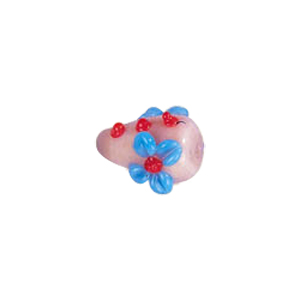 Raised 3D Flower Lampworked Glass Beads 5572