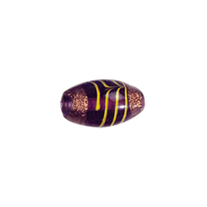 Feather design Oval shaped Lampworked Glass Beads 5611