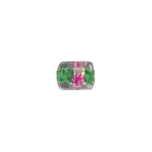 Fancy Color lined Silver foiled Glass Beads 6524