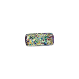 Printed and spotted Silver foiled Glass Beads 6813