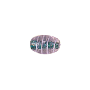 Glitter filled Glass Beads w or stripes 7187