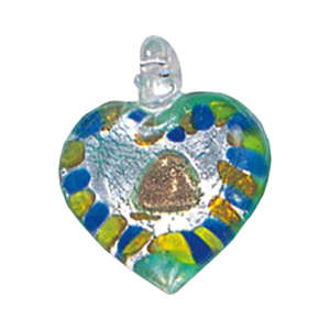 Silver Foiled Glass Heart Pendants 11967
