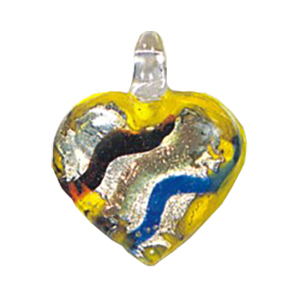 Silver Foiled Glass Heart Pendants 11969
