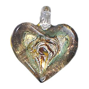 Silver Foiled Glass Heart Pendants 11972
