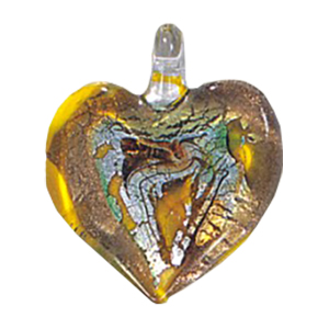 Silver Foiled Glass Heart Pendants 11973