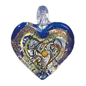 Silver Foiled Glass Heart Pendants 11977