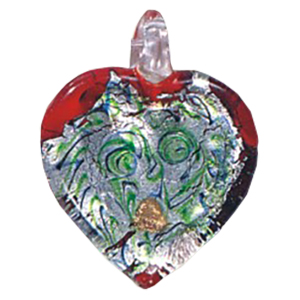 Silver Foiled Glass Heart Pendants 11978