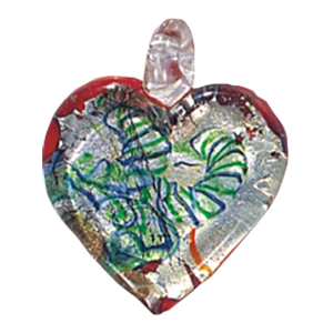 Silver Foiled Glass Heart Pendants 11979