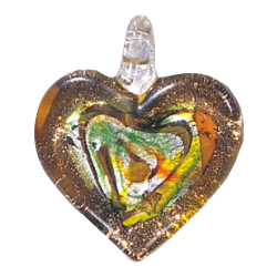 Silver Foiled Glass Heart Pendants 11981