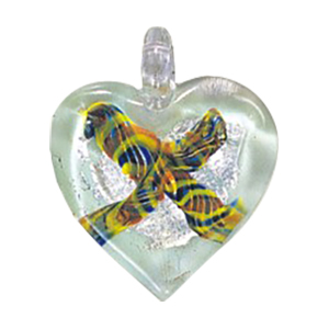 Silver Foiled Glass Heart Pendants 11987