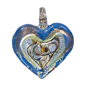 Silver Foiled Glass Heart Pendants 11988