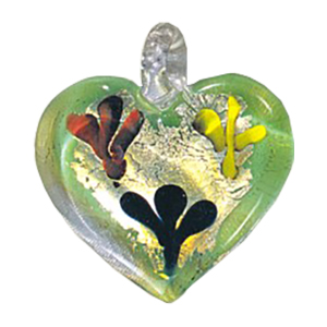 Silver Foiled Glass Heart Pendants 11991