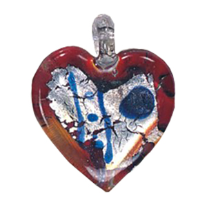 Silver Foiled Glass Heart Pendants 11996