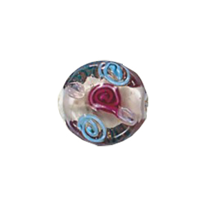 Stringer and Dotted Color lined fancy decorated flat Round Glass Beads 14007