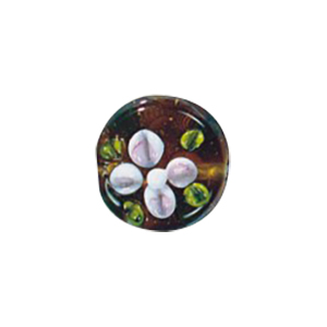 Stringer and Dotted Color lined fancy decorated flat Round Glass Beads 14020