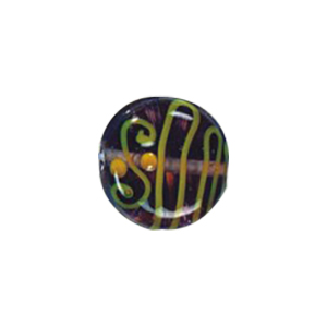 Stringer and Dotted Color lined fancy decorated flat Round Glass Beads 14024