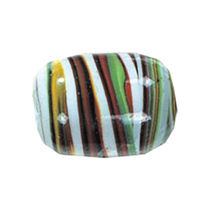 Feathered and Striped large Furnace Glass Beads 15209