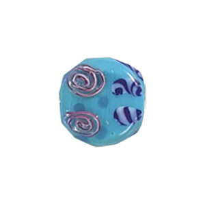 Stringer and Dotted Lampworked flat Round Glass Beads 13842