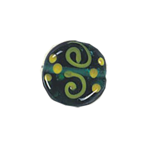 Stringer and Dotted Lampworked flat Round Glass Beads 13849
