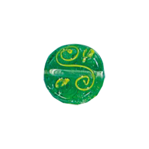 Stringer and Dotted Color lined fancy decorated flat Round Glass Beads 13995